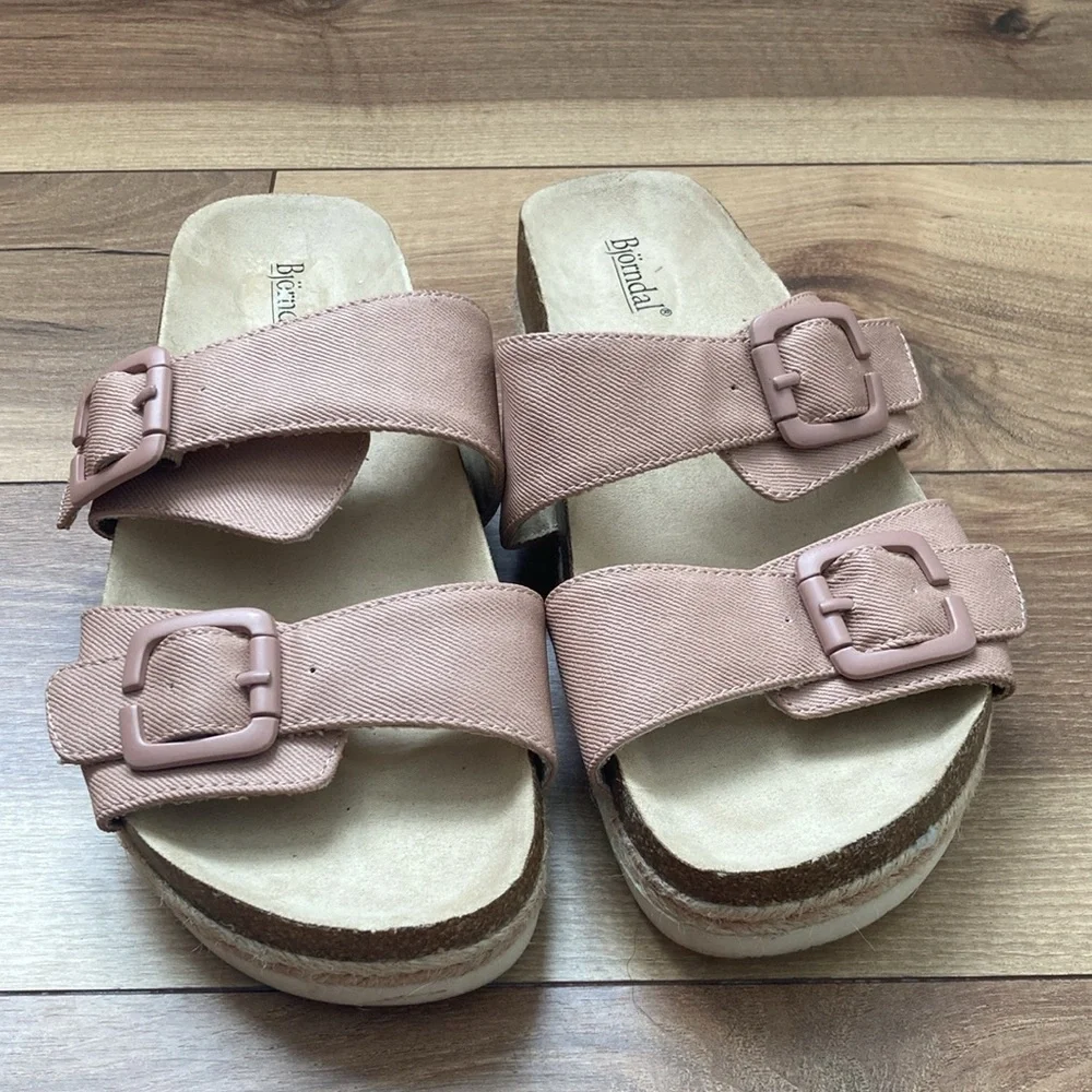 Bjorndal Nude Pink Canvas Slide Sandals